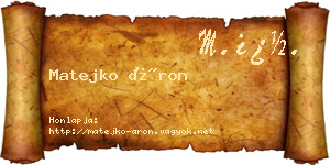 Matejko Áron névjegykártya
