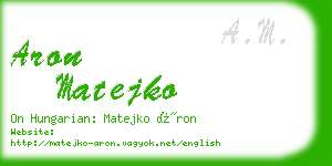 aron matejko business card